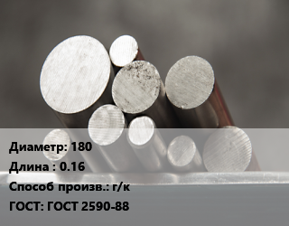 Круг стальной 180 L=0.16 г/к ГОСТ: ГОСТ 2590-88, м/д цена от 297000 ₼ / т, где купить, условия доставки в Баку и Бакинская области